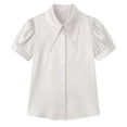 thumbnail image 5 of Ashirexll Tops for Women Trendy Casual Solid Turndown Collar Lace Blouse Short Sleeve Top T Shirt for Daily, 5 of 5