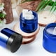thumbnail image 2 of Frascos de vidrio Hoa King, 2 oz/60 ml, azul, paquete de 24 con tapas y forros, 2 of 7