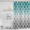 thumbnail image 4 of Teal White Grey Ombre Morocco Pattern Waterproof Fabric Shower Curtain,Modern Moroccan Geometric Waterproof Fabric Shower Curtain for Bathroom Bathtubs Shower Curtains with 12 Hooks Standard 60x72, 4 of 8