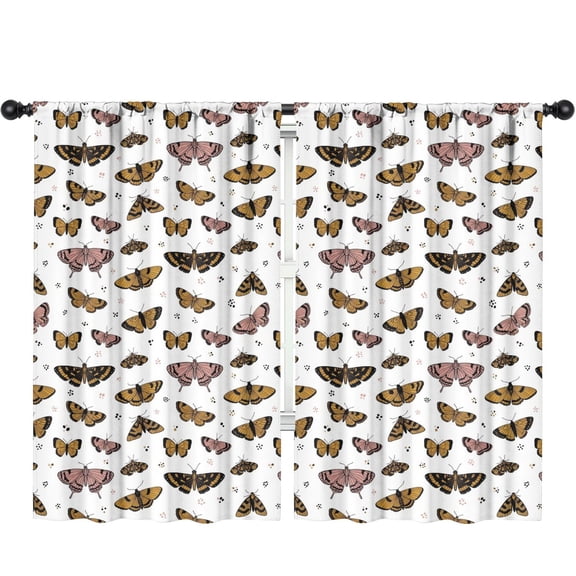 Butterfly Colorful Moth Pattern Insulated Teens Curtains Set Of 2, Bedroom Essentials, Toddler Room Decor 52"x84"
