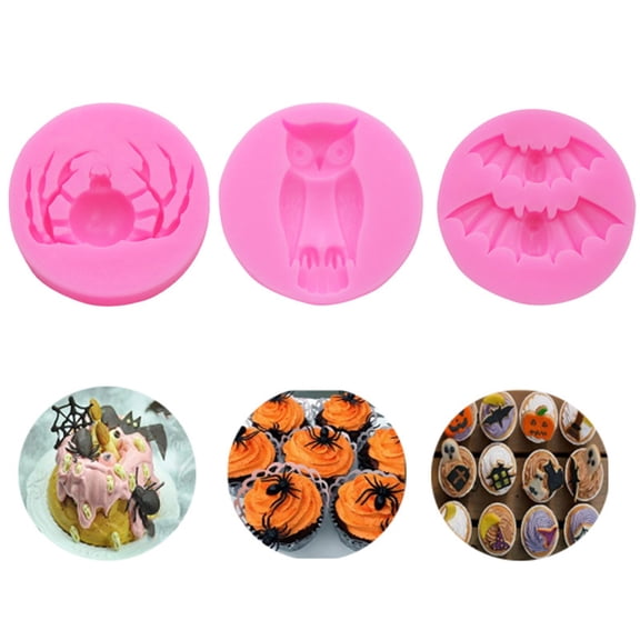 CoreLiving Halloween Owl Silicone Molds for Baking, Spooky Ghost and Pumpkin Fondant Mold, Non-Stick Chocolate Candy Trays for DIY Festive Treats