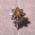 thumbnail image 4 of Vintage 925 Sterling Silver Flower Ring Cocktail Rings Round Cut Champagne Gemstone Cubic Zirconia Anniversary Promise Ring  Eternity Engagement Wedding Band Ring for Women, 4 of 5