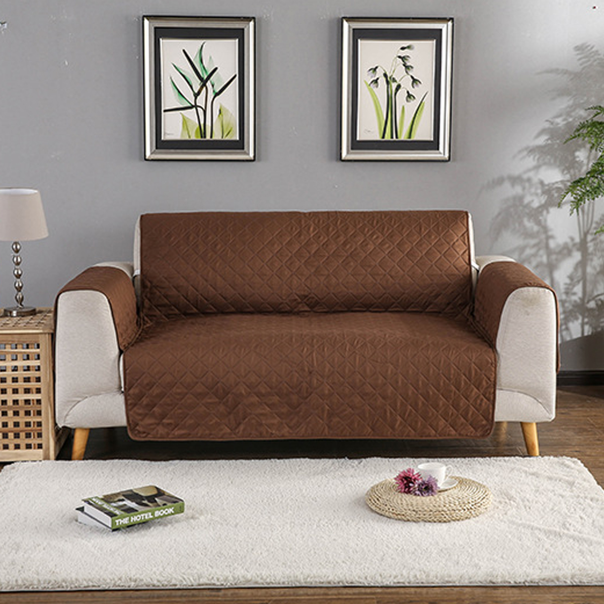 BUTORY Padded Sofa Cover for Leather Sofa AntiSlip Seat Couch Cover