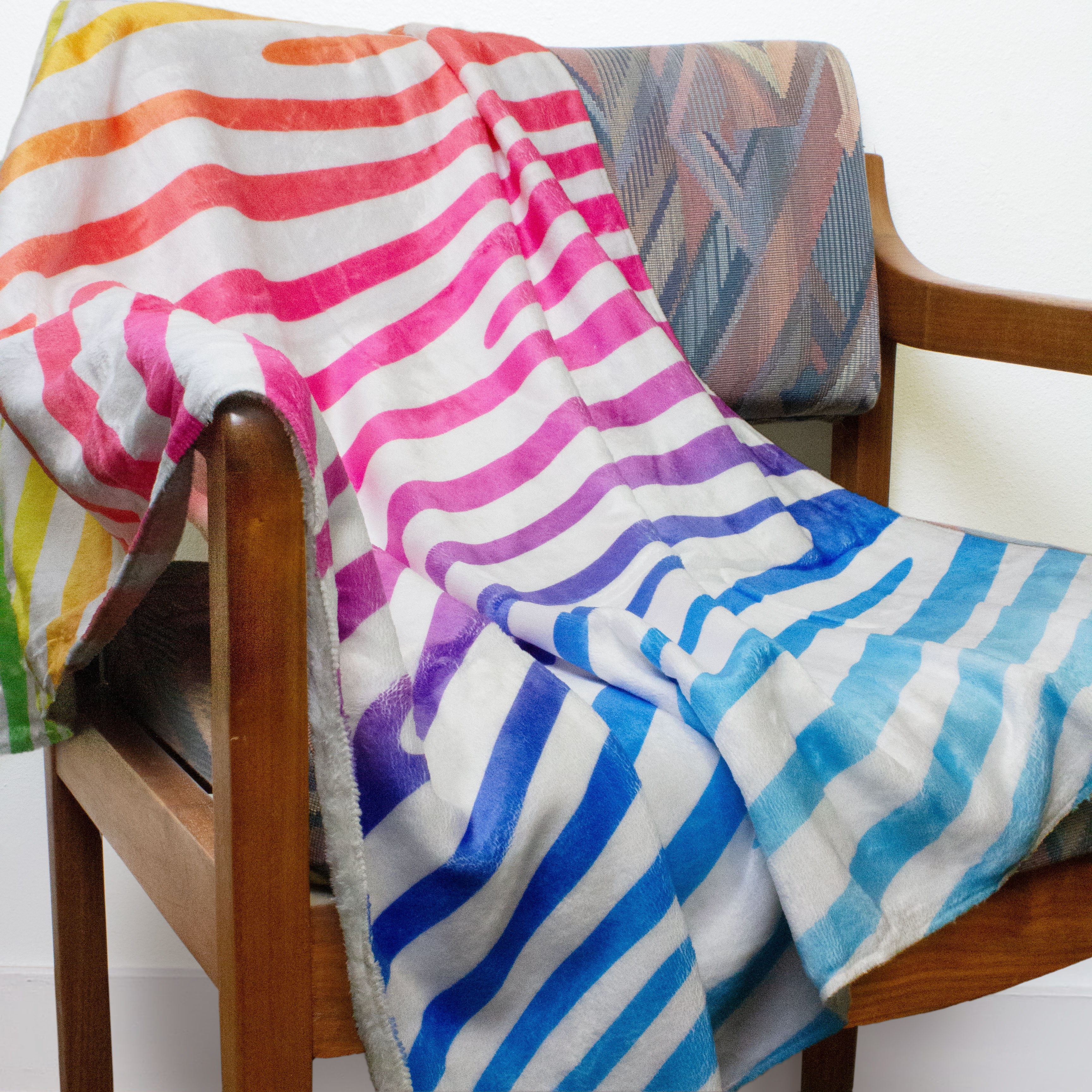 Everything Comfy Zebra Print Decorative Throw Blanket, 30" X 40", Rainbow Gradient/White