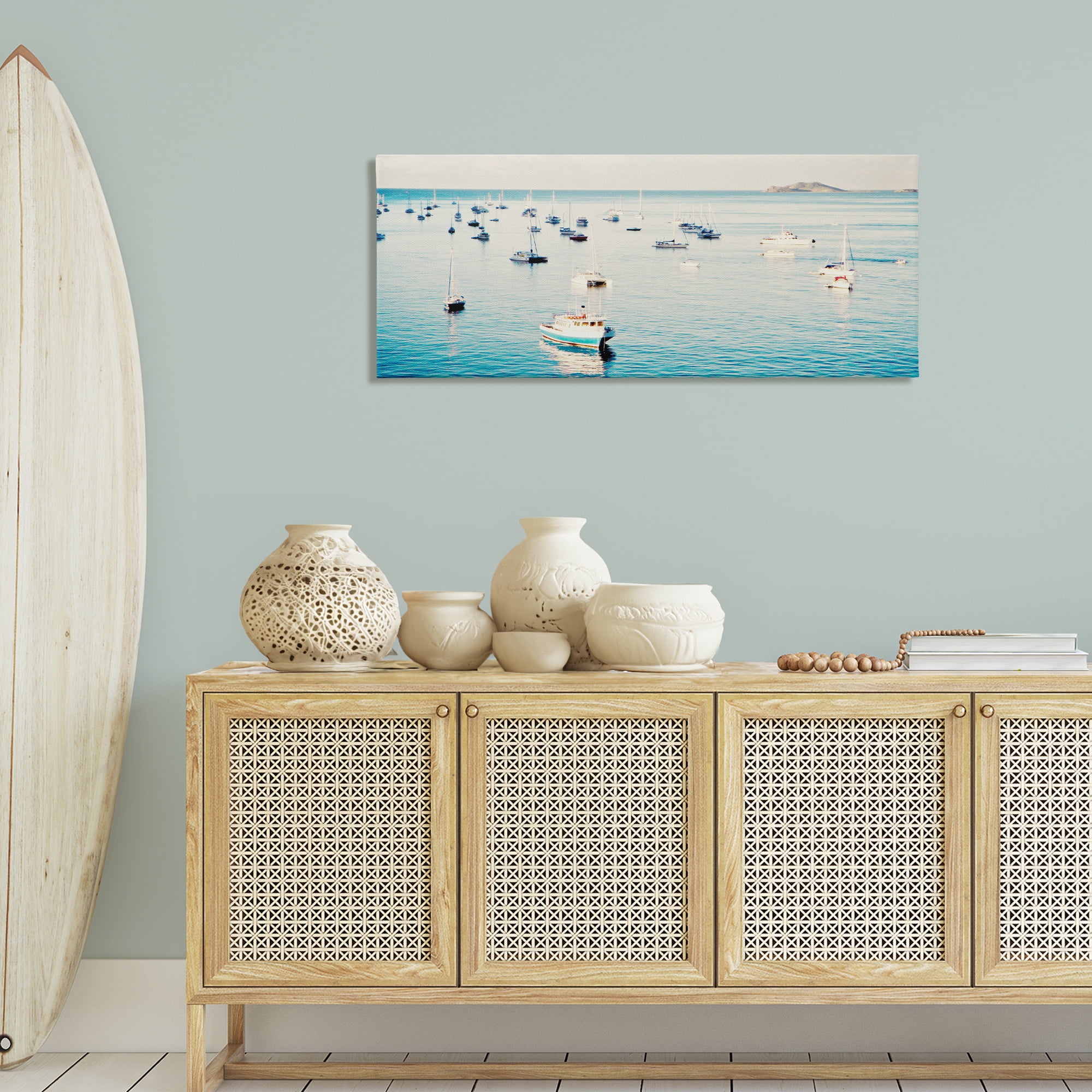 Stupell Industries Boat Fleet Marina Transportation Photography Gallery Wrapped Canvas Art Print Wall Art, 48 x 20