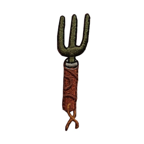 ID 7090 Gardening Cultivator Patch Fork Tool Plant Embroidered Iron On Applique