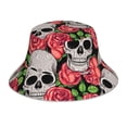 thumbnail image 1 of Fotbe Skull and Roses Sombrero Tipo Pescador con Estampado – Sombrero de Sol de Algodón de Moda para Playa, Golf, Pesca, 1 of 6