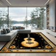 thumbnail image 2 of ODIKA 6'x9' Ultra-Soft Area Rug, Music Guitar Vintage Note Acoustic Instrument Motif Border Notes None Washable, Bare feet friendly, Silk-Touch for Guest Room, Bedroom, 2 of 7