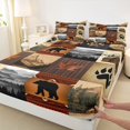 thumbnail image 4 of Manfei Vintage Geometric Grid Bed Sheets,Wild Bear Print Full Size Sheets,Brown,4pcs,1 Flat Sheet, 1 Fitted Sheet and 2 Pillowcases, 4 of 6