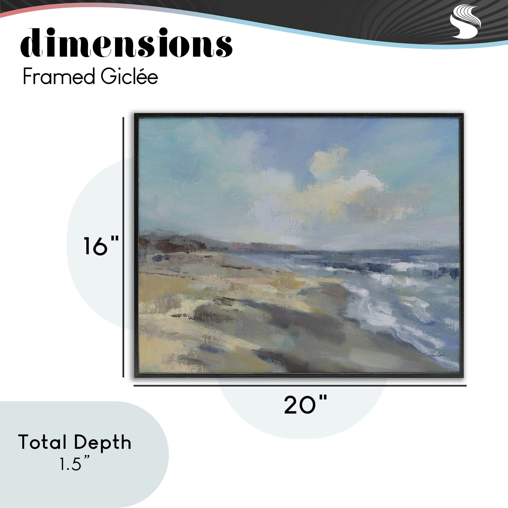 Stupell Industries Serene Morning Beach Waves Black Framed Giclee Art, design by Silvia Vassileva