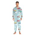 thumbnail image 3 of FORMRS Onesies Pajama for Adults Unisex Hoodie Winter Jumpsuit One Piece Sleepwear, Sizes S-2XL, Blue Trains Pattern, 3 of 7