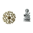 thumbnail image 1 of Escultura de pared de metal escénica rústica con placa de hierro forjado y colgantes 3D que presenta la figura de Guan Yin, estatua de Buda femenina F, 1 of 8