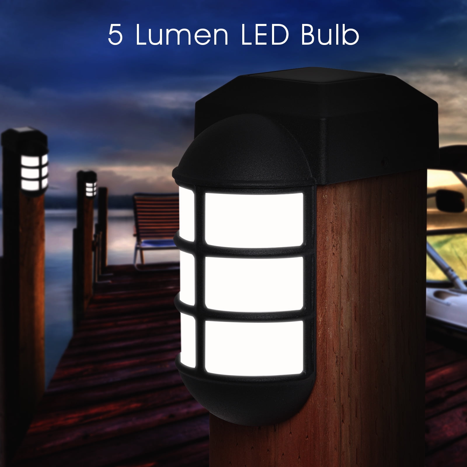 GreenLighting 12 Pack Marina Solar Post Cap Lights Metal Side Mount Dock  Light for 4x4 Wood Posts
