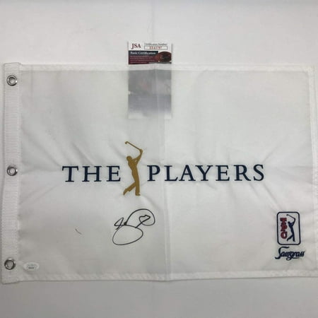 Autographed/Signed Jason Day The Players White PGA Championship Golf Flag/Pin JSA COA Auto