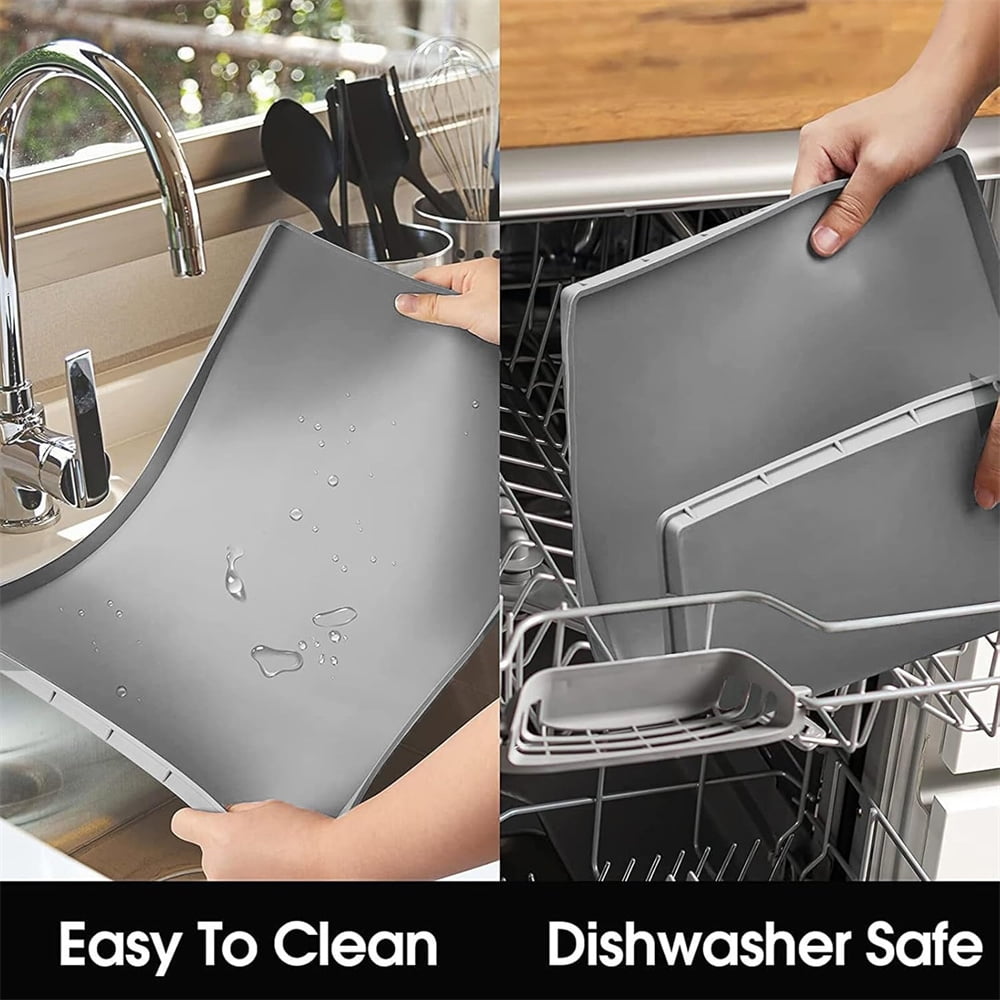 Tutuviw Mini Fridge Silicone Drip Mat with Raised Edges 23.6" x 23.6" x 0.76" Floor Protectors for Mini Refrigerator Freezer Protect From Appliance Leaks Water Spills absorbent(Grey)