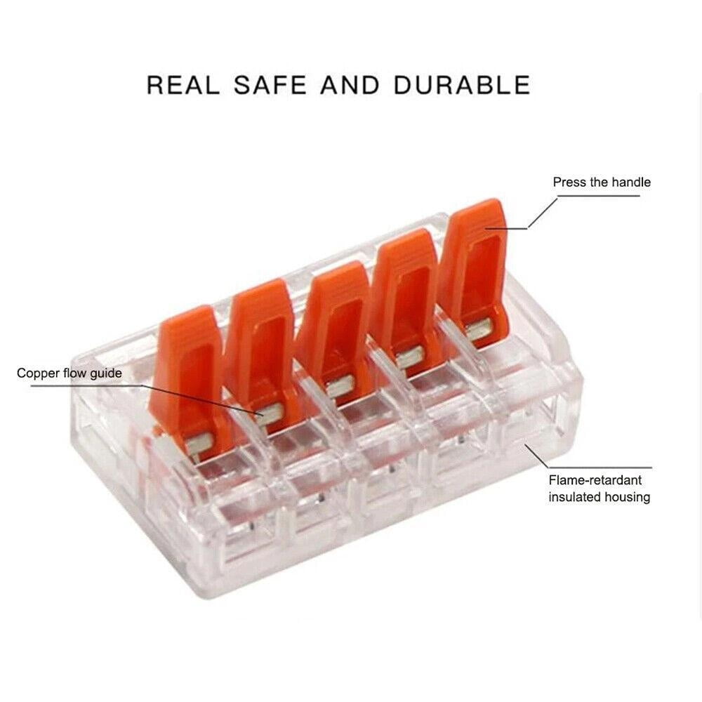 LigoWave 90Pcs/Set For Wago 221 Electrical Connectors Wire Block Clamp, Reusable Terminal Cable ,Orange