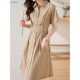 thumbnail image 2 of Vestido camisero informal elegante de verano 2023, vestido midi para mujer con cuello vuelto, manga corta, vestido de una sola botonadura, vestidos de fiesta de noche, 2 of 5