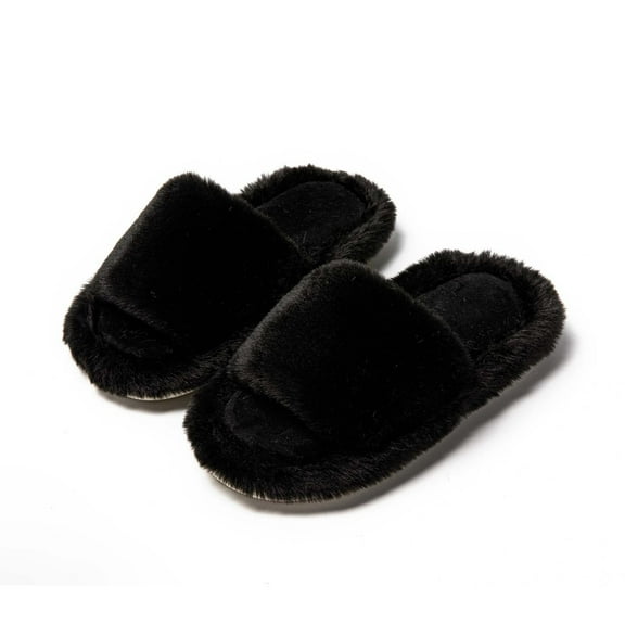 Quaouag Women's Slippers Memory Foam House Bedroom Slippers for Women Fuzzy Plush Comfy Faux Fur Lined Slide Shoes Anti-Skid Sole Trendy Gift Slippers