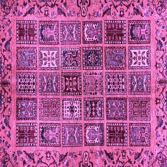 Ahgly Company Machine Washable Indoor Square Abstract Purple Modern Area Rugs, 5' Square