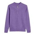 thumbnail image 4 of Ediodpoh Womens Cardigan Sweaters Knit Sweater Coat Short Zip up Semi High Neck Loose Fit Pure Color Soft Yarn Outerwear Purple, 4 of 4