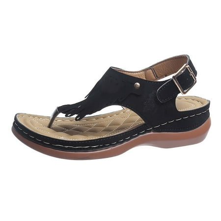 

YanHoo Clearance Orthopedic Sandals for Women Open Toe Flip Flops Walking Slippers with Arch Support Anti-Slip Breathable Sandal Vintage Platform Outdoor Flats Shoes