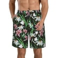 thumbnail image 2 of Uemuo Lilies Flowers Pattern Men's Swim Trunks Hawaiian Beach Bathing Suit Swimsuits Beach Quick-Dry Shorts with Pockets-XX-Large, 2 of 9