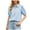 O-453 Sky Light Blue, variant on Khaki Plain Brunch T Shirt for Ladies Summer Fall Cuff Short Puff Sleeve High Neck Tops Shirts Womens Button 2026 Clothing Fashion Country Concert XL