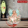 thumbnail image 1 of A rotating acrylic display features a fairy with wings and a baby, surrounded by pink roses and a blue butterfly, all against a white background, 1 of 8