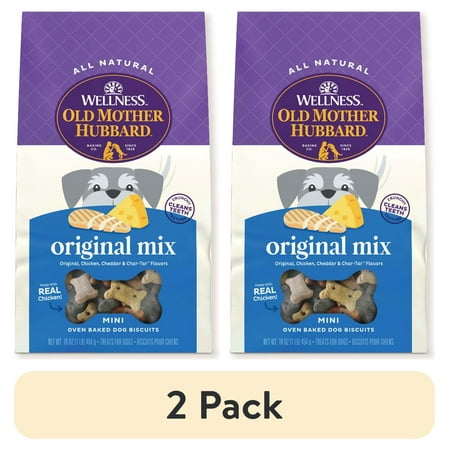 (2 pack) Wellness Old Mother Hubbard Classic Original Mix Baked Biscuit Treats for Dogs  Mini 16 Ounce Bag