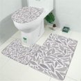thumbnail image 2 of Light Grey Leaf Like Pattern Bathroom Rugs Sets 3 Piece,Toilet Cover Set,Absorbent Non Slip Bathroom Mats Sets with U-Shaped Contour Rug Toilet Rug Set, 2 of 5