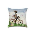 thumbnail image 4 of Girl Silhouette with Flowers and Butterflies, Bicycle Pattern Cotton Linen Fabric, Decorative Indoor / Outdoor Throw Pillow Cover Set 18x18, 4 of 5