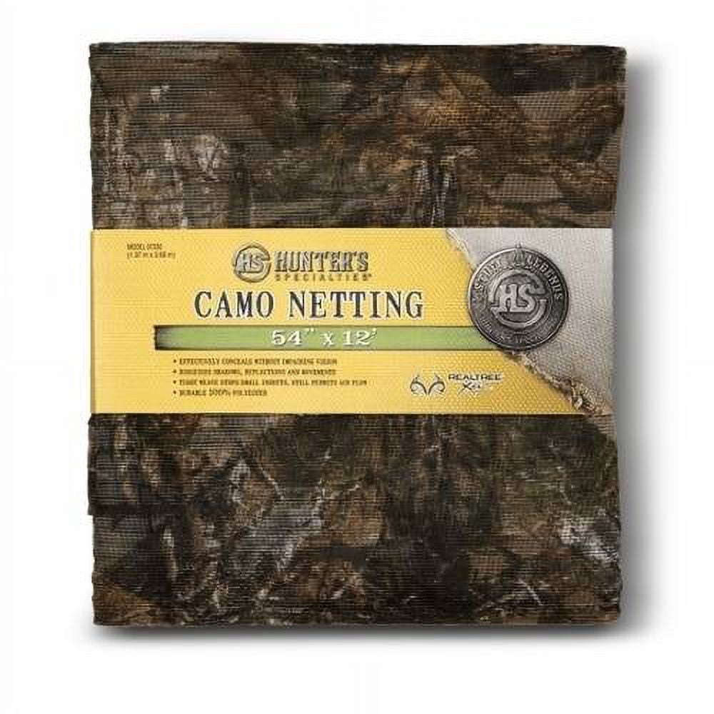 Hunters Specialties Camo Netting - Hunting Durable Lightweight Quiet Realistic Concealment Camouflage Polyester Netting for Blinds, 54 IN X 12 FT - MAX 5
