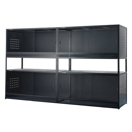 ToxiRium 4-Pack Reptile Tanks, Stackable Enclosures for Bearded Dragon, Ball Python, and Snakes with Front Opening & Lock