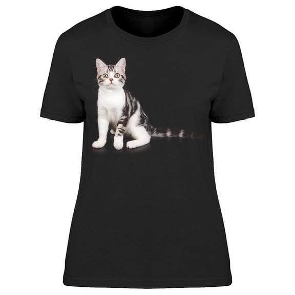 Grey And White Shorthair Cat T-Shirt Women -Image by Shutterstock, Female Medium