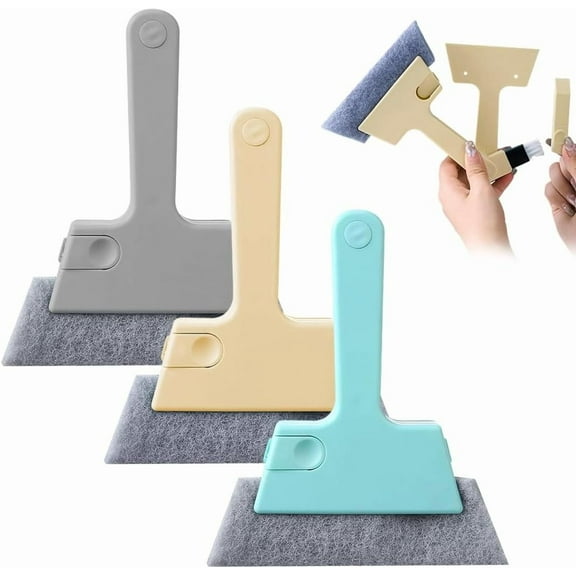 3 Pcs Magic Window Track Cleaner, 2025 Upgraded Window Groove Cleaning Brush, Handheld Window Track Cleaner Tools Set for Sliding Door, Window lides Gaps