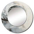 thumbnail image 2 of Designart "Majestic Motion In White And Grey" Abstract Spirals Round Mirror Wall Decor Modern - Large White Round Office Mirror - Round Mirror - 29" x 29", 2 of 6