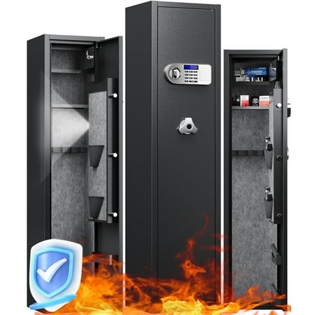 Seizeen Heavy-Duty Gun Safe 60 H Steel Safe Cabinet 3S Electronic Password Lock with LED Light Alarm Multiple Storage