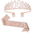 thumbnail image 2 of Juego de corona de 16 cumpleaños y marco dulce de 16 y alfileres de perlas, tiara y corona de cumpleaños para niñas, banda de cumpleaños para niñas, decoraciones dulces de 16 cumpleaños para niñas, re, 2 of 4