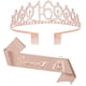 thumbnail image 2 of Juego de corona de 16 cumpleaños y marco dulce de 16 y alfileres de perlas, tiara y corona de cumpleaños para niñas, banda de cumpleaños para niñas, decoraciones dulces de 16 cumpleaños para niñas, re, 2 of 3