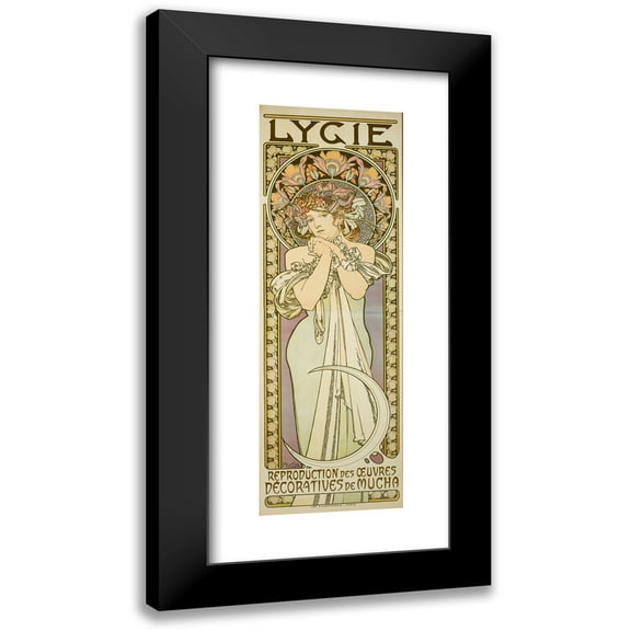 Alphonse Mucha 8x14 Black Modern Framed Museum Art Print Titled - Lygie (1901)