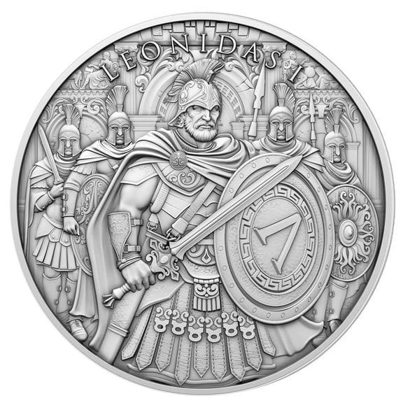 1 Troy oz Leonidas Design .999 Fine Silver Round