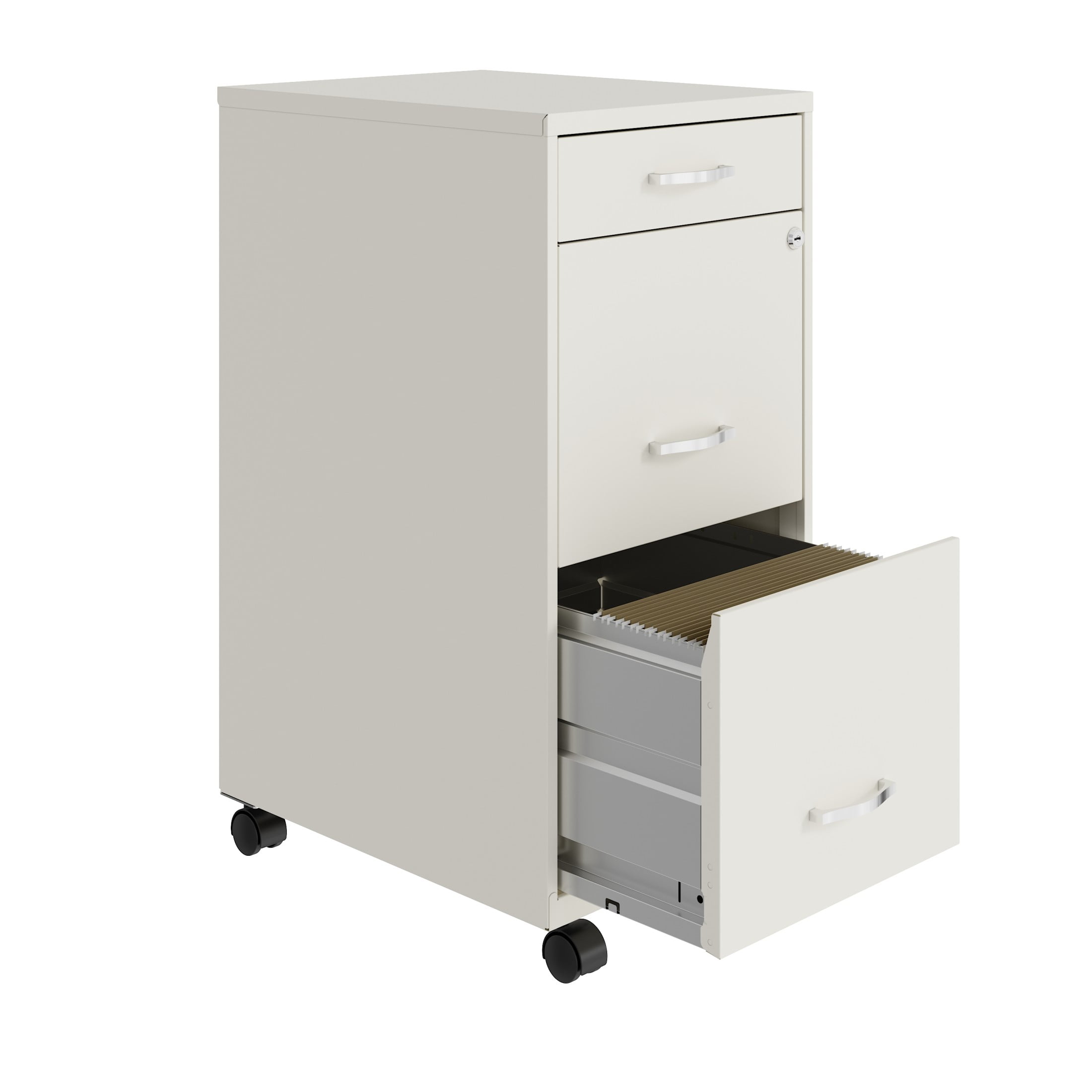 Space Solutions 18" Deep 3 Drawer Mobile Letter Width Vertical File Cabinet, White