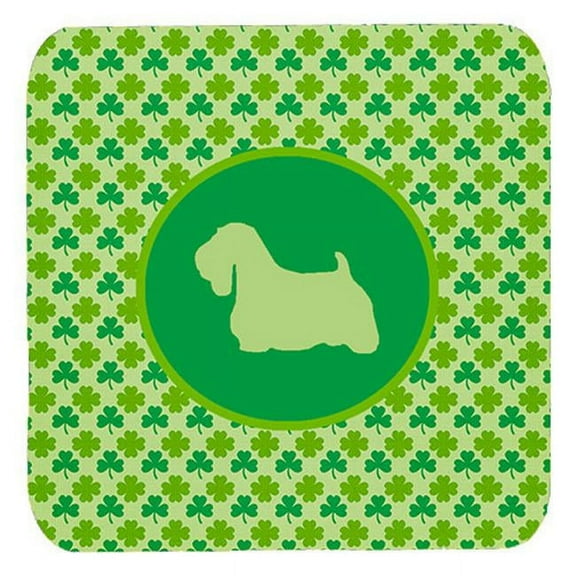Sealyham Terrier Lucky Shamrock Foam Coasters, Set Of 4