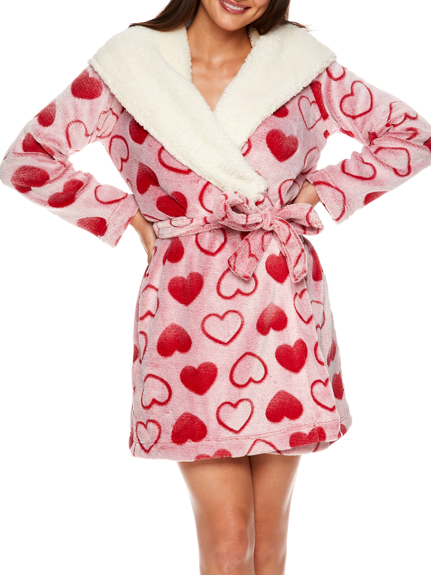 Sleep & Co. Women's & Women's Plus Plush Hooded Sherpa Robe