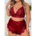 thumbnail image 3 of Plus Ensemble de Lingerie en Satin de Dentelle Contrastante, 3 of 5