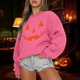 thumbnail image 2 of Bibifish Womens Halloween Pumpkin Face Graphic Sweatshirts Crew Neck Long Sleeve Oversized Soft Autumn Daily Tops, 2 of 4