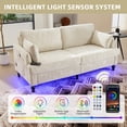 thumbnail image 6 of Homefun Modern Chenille Sofa 2-Seater Wood Legs LED Lighting USB Port Storage Bag Small Space Furniture, 6 of 8