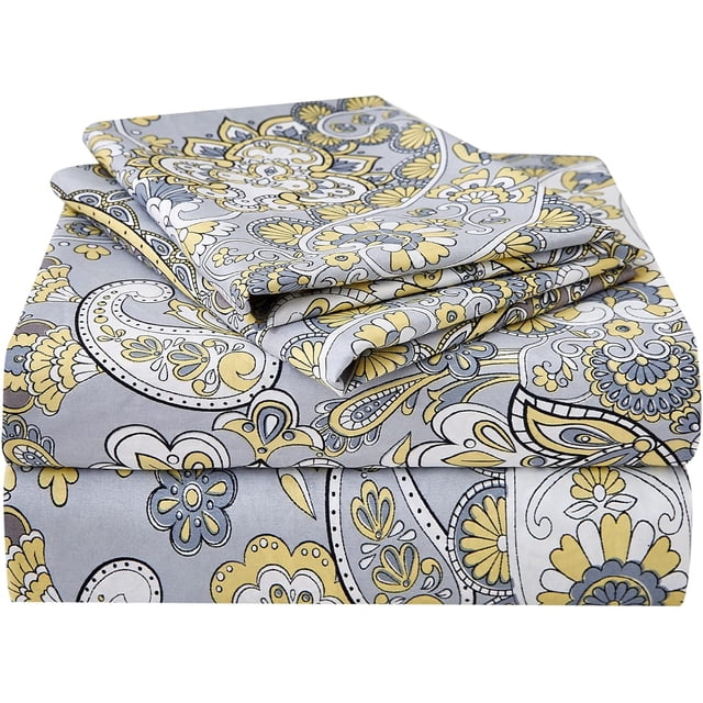 Floral Printed Sheet Set King Soft Microfiber Botanical Bed Sheets Extra Deep Pocket Pieces