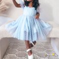 thumbnail image 3 of B930G-Kids Girls Princess Dress Swiss Dot Puff Manga Lazo Flor Niña Vestido En Capas Malla Tul Desfile De Fiesta Con Diadema, 3 of 4