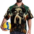 thumbnail image 4 of Retro Dog Men's Casual Poplin Button Down Short Sleeve Shirts for Summer Beach - Unisex, 4 of 6